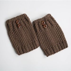 Brown Crochet Knit Button Boot Cuff Toppers